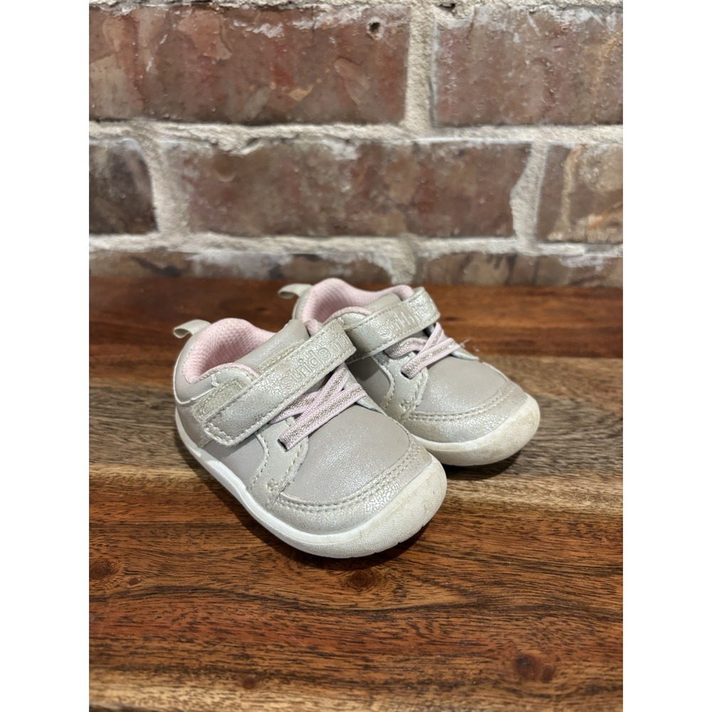 Stride Rite Miller Shoes Girl Size 3 Beige Pink Metallic Sneakers Toddler